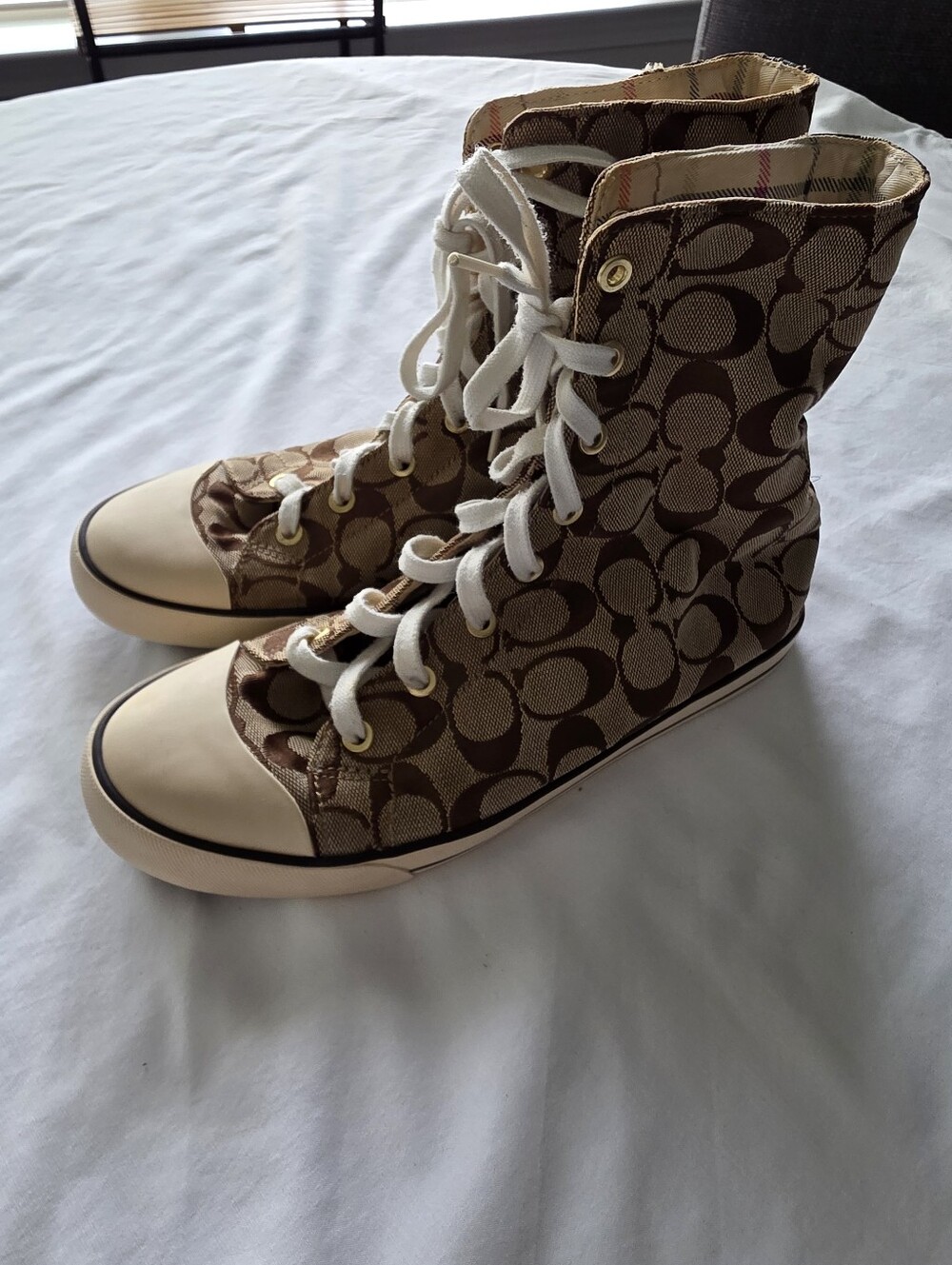 Coach Brown Canvas High Top Sneakers Size 9